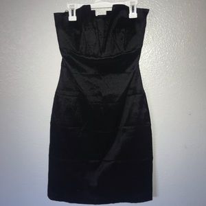 Black mini strapless dress